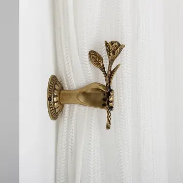 Handmade Brass Rose Drapery Holder