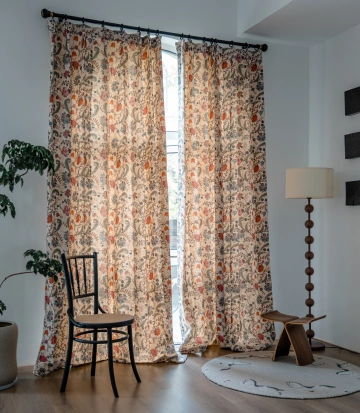 Darphe Custom white floral  blackout curtains