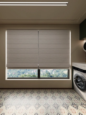 Darphe Custom Patterned Full Blackout Roman Shades