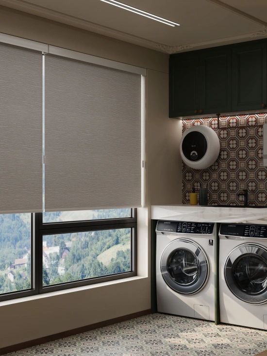 Darphe Custom Patterned Full Blackout Roller Shades