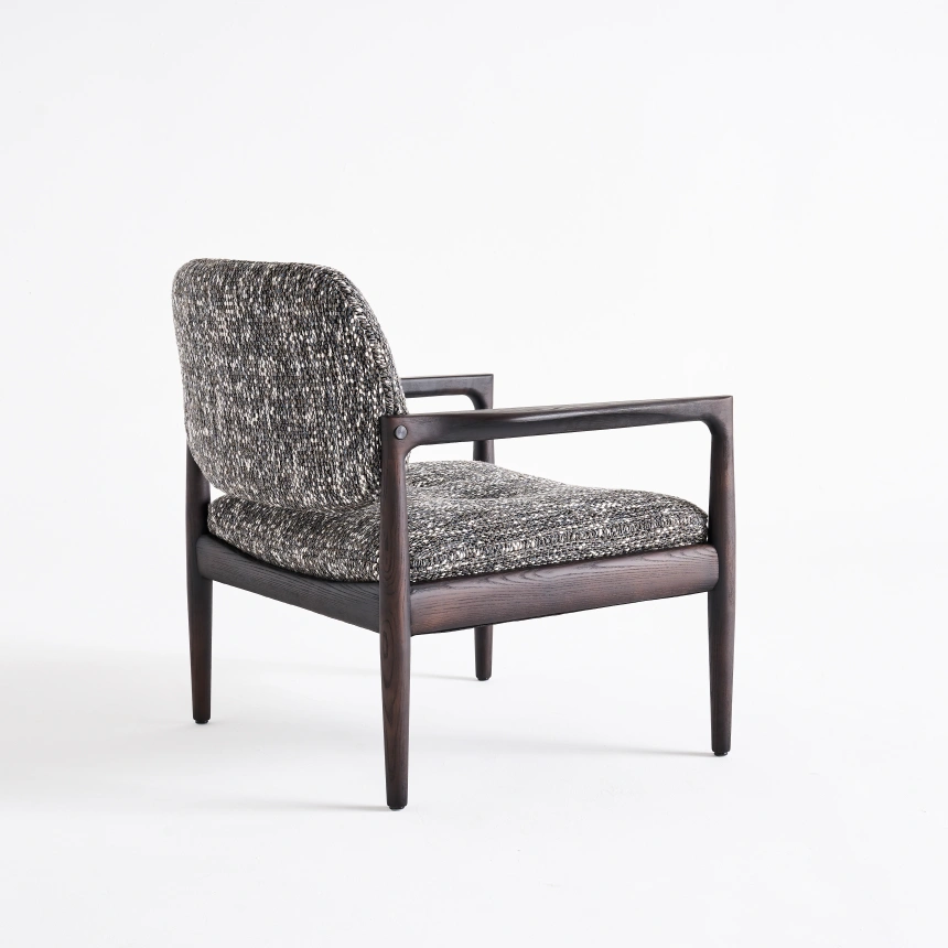 Darphe navy color simple fabric and solid wood lounge chair