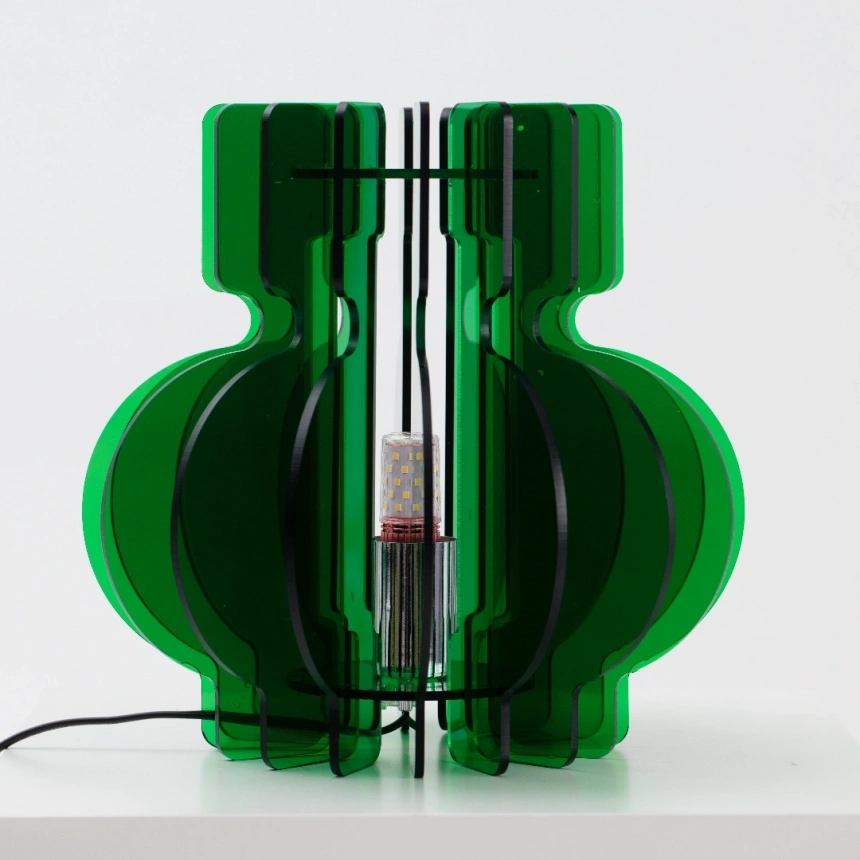 Darphe Simple Art Green Lantern Shape Acrylic LED Table Lamp