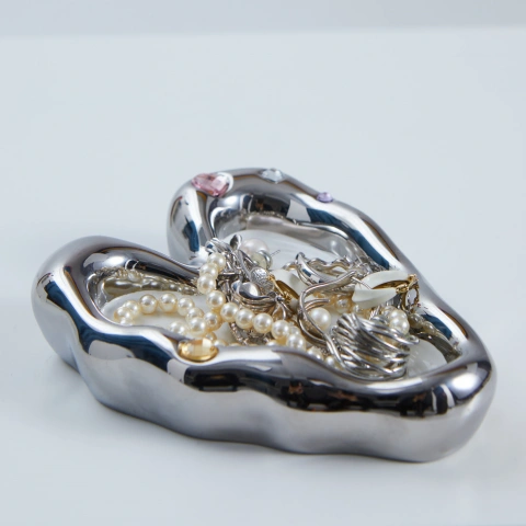 Darphe Gem Heart Silver Creative Ashtray Jewelry Plate