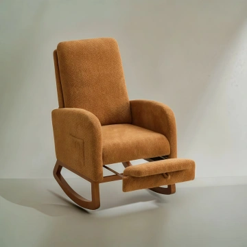 Darphe Rocking Chair for Nursery, High Back Glider Chair with Retractable Footrest