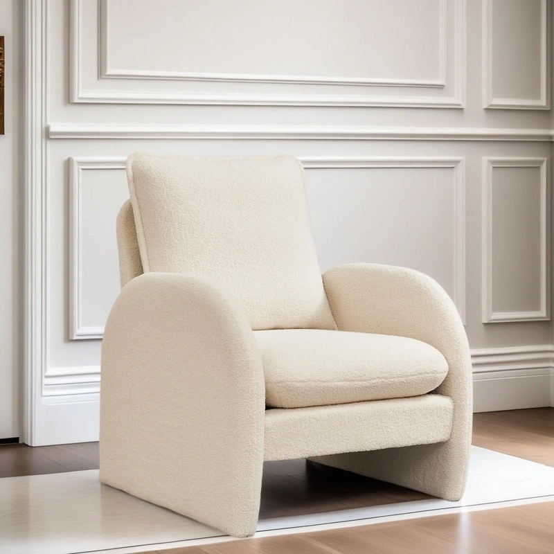 Modern Sherpa Upholstered Accent Chair, Comfortable Living Room Armchair, Lounge Chair for Bedroom, and Office