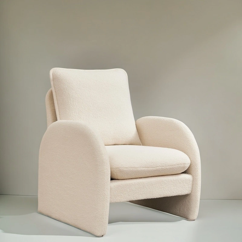 Modern Sherpa Upholstered Accent Chair, Comfortable Living Room Armchair, Lounge Chair for Bedroom, and Office