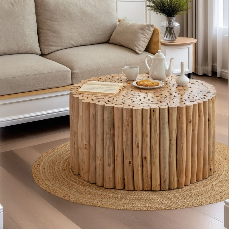 Darphe Unique Wood Round Coffee Table