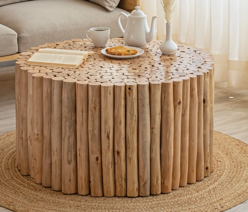 Darphe Unique Wood Round Coffee Table