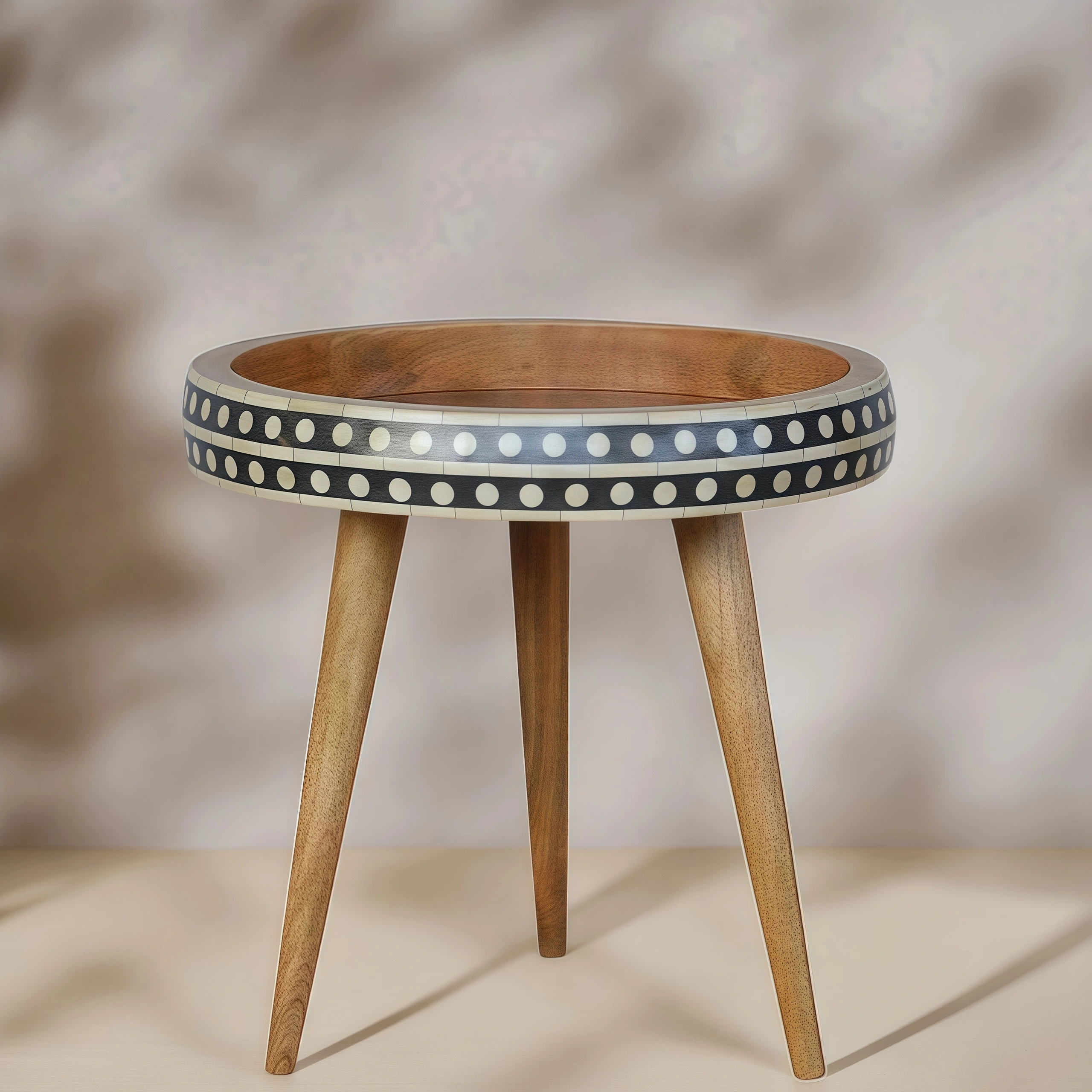 Darphe Solid Wood Small Dotted End Table