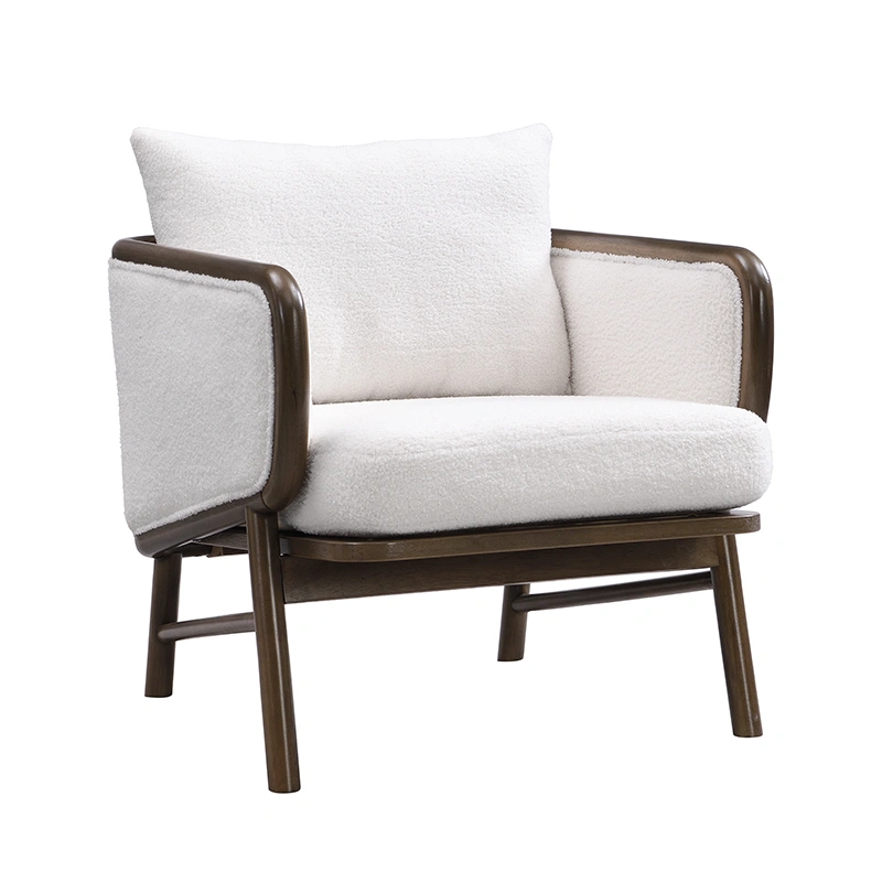 Darphe Sherpa Fabric Accent Chair with Solid Wood Frame for Living Room