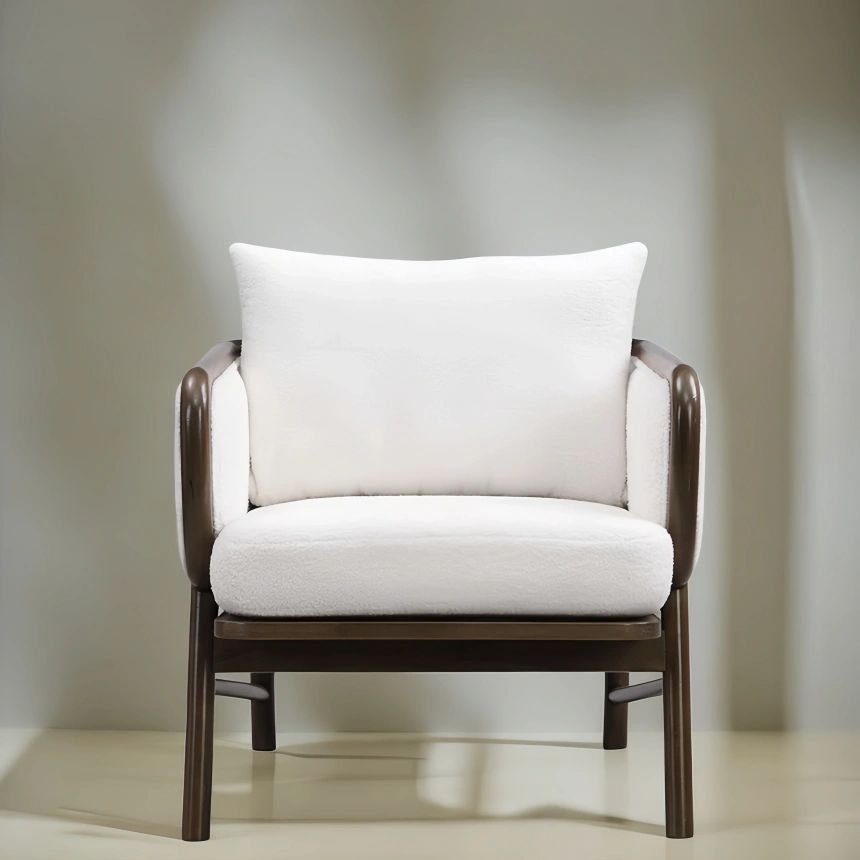 Darphe Sherpa Fabric Accent Chair with Solid Wood Frame for Living Room