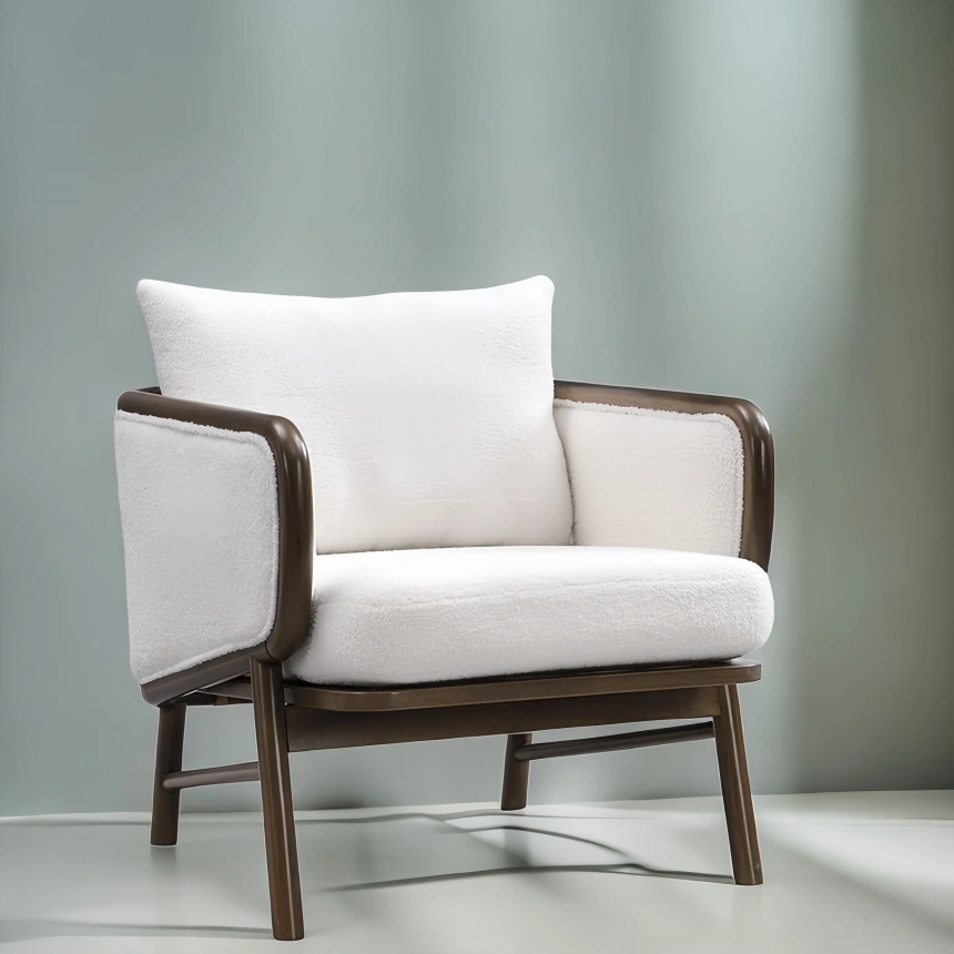 Darphe Sherpa Fabric Accent Chair with Solid Wood Frame for Living Room