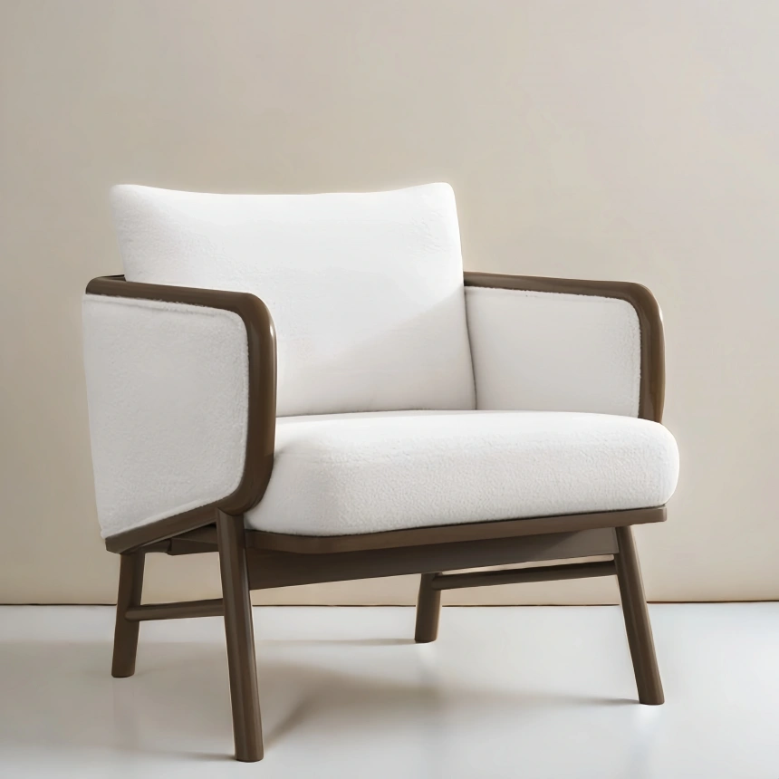 Darphe Sherpa Fabric Accent Chair with Solid Wood Frame for Living Room