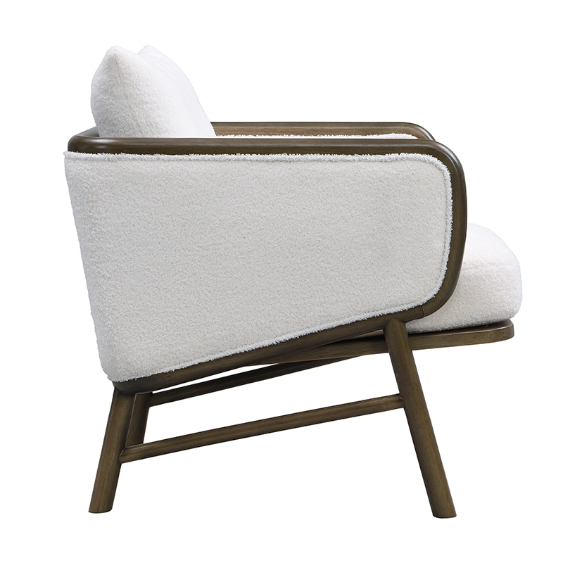 Darphe Sherpa Fabric Accent Chair with Solid Wood Frame for Living Room