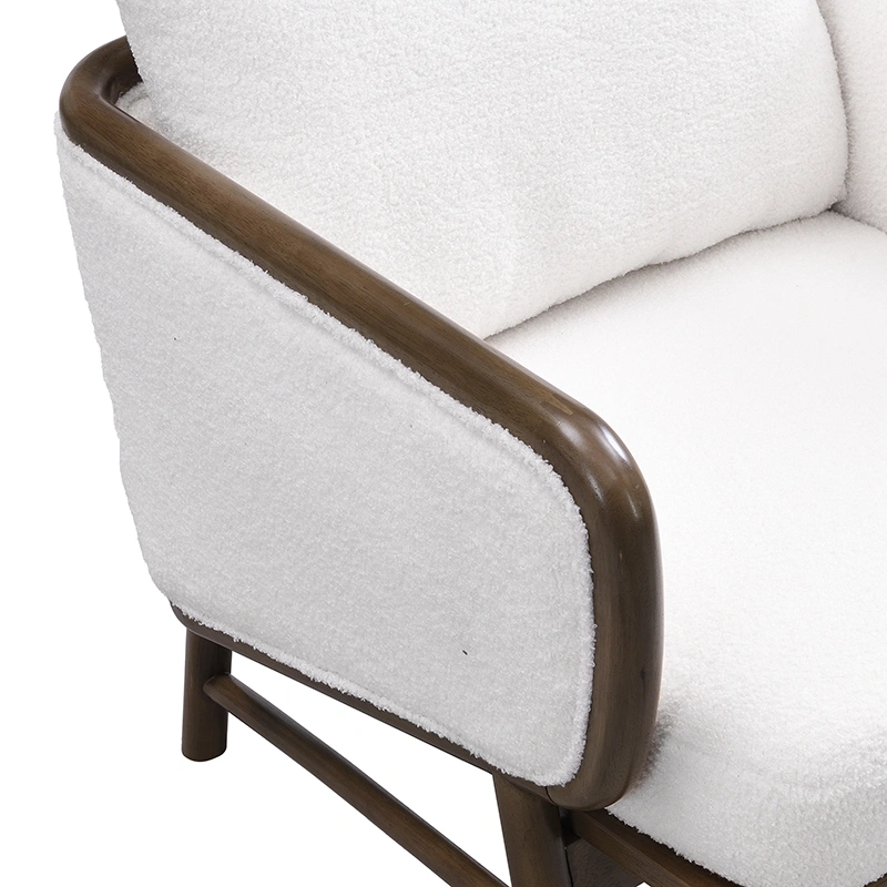 Darphe Sherpa Fabric Accent Chair with Solid Wood Frame for Living Room