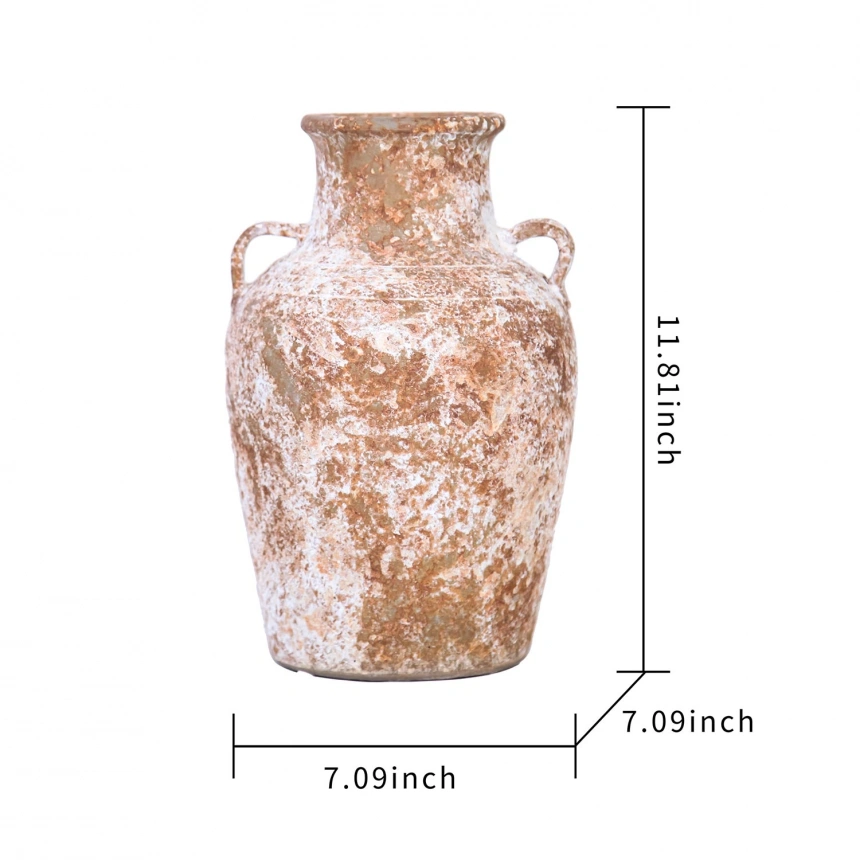 Darphe Vintage Artisan Ceramic Aged Terracotta Vase