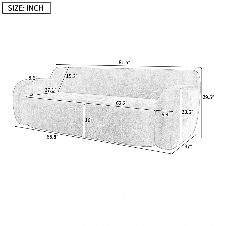Darphe Gray  3 Seater Curved Sofa  For Living Rooms, Bedrooms, And Apartments