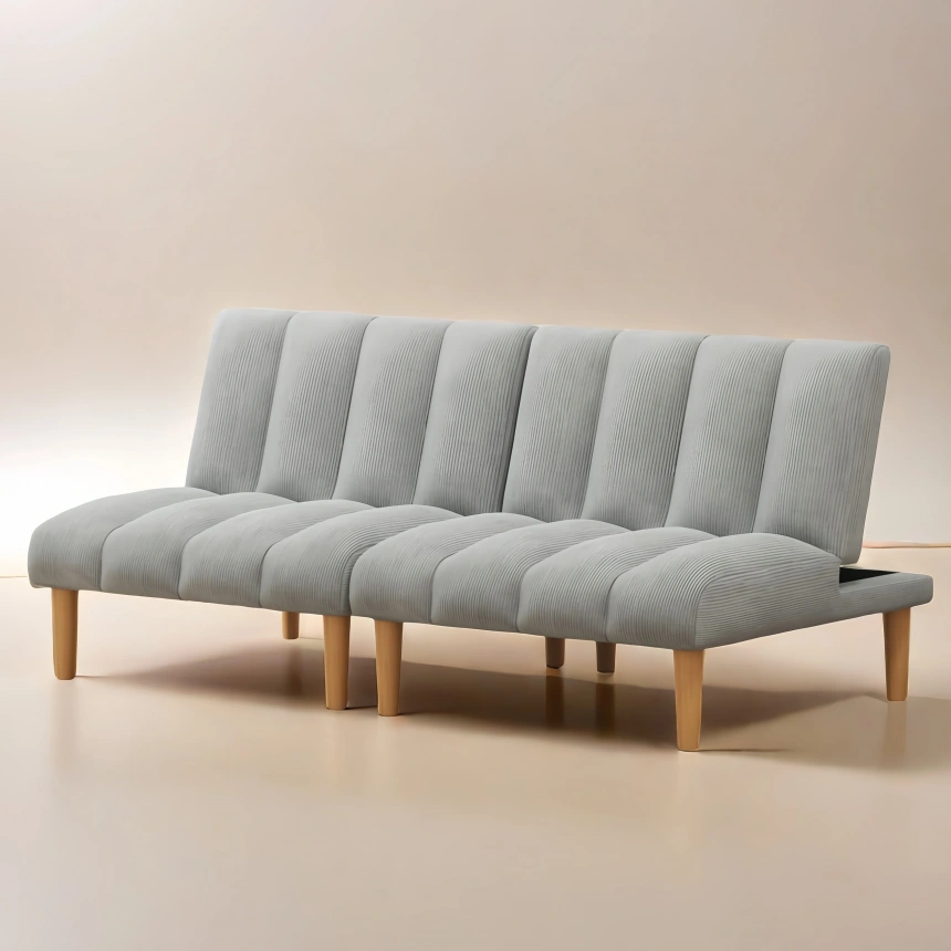 Darphe Corduroy fabric and wooden legs convertible sofa bed