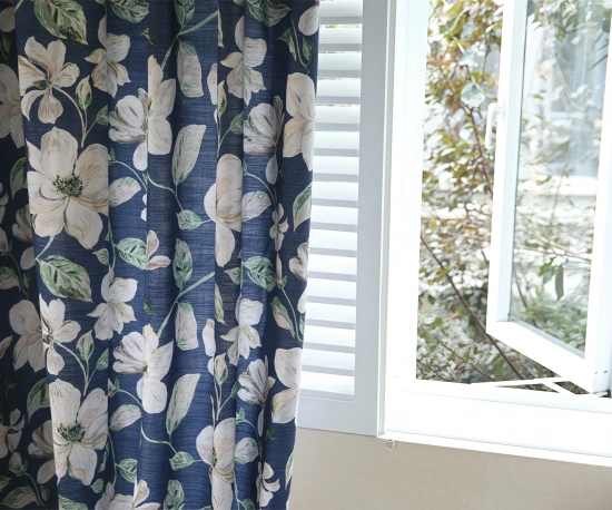 Darphe blue retro American country style semi-blackout curtains custom curtains