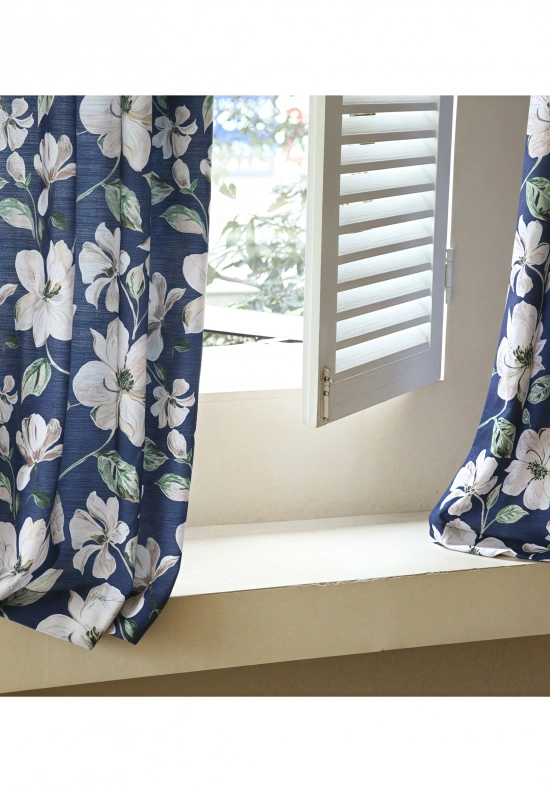 Darphe blue retro American country style semi-blackout curtains custom curtains