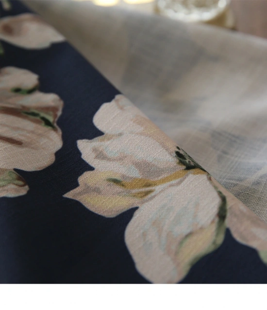 Darphe blue retro American country style semi-blackout curtains custom curtains