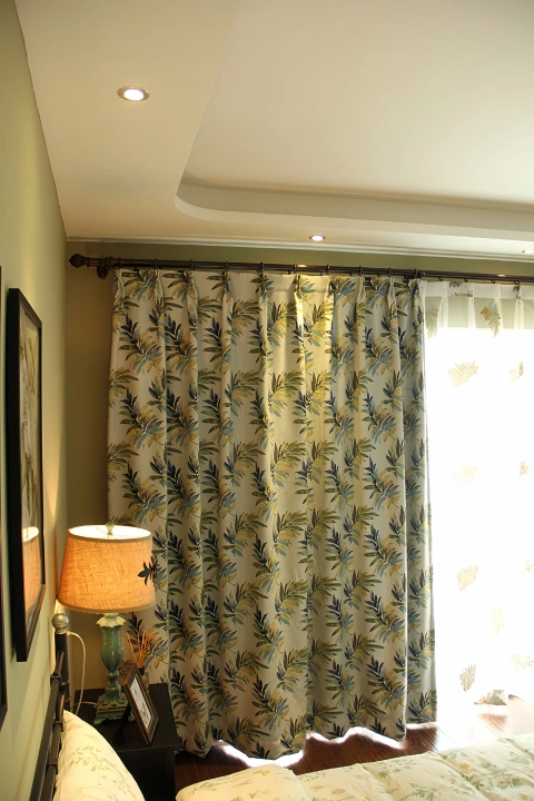 Darphe customized full blackout white leaf floor to ceiling  curtains for living room and bedroom