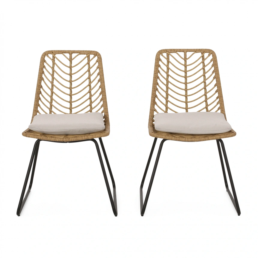 Darphe  Waterproof Outdoor Rattan Chair ,2PCS with 2 Cushions