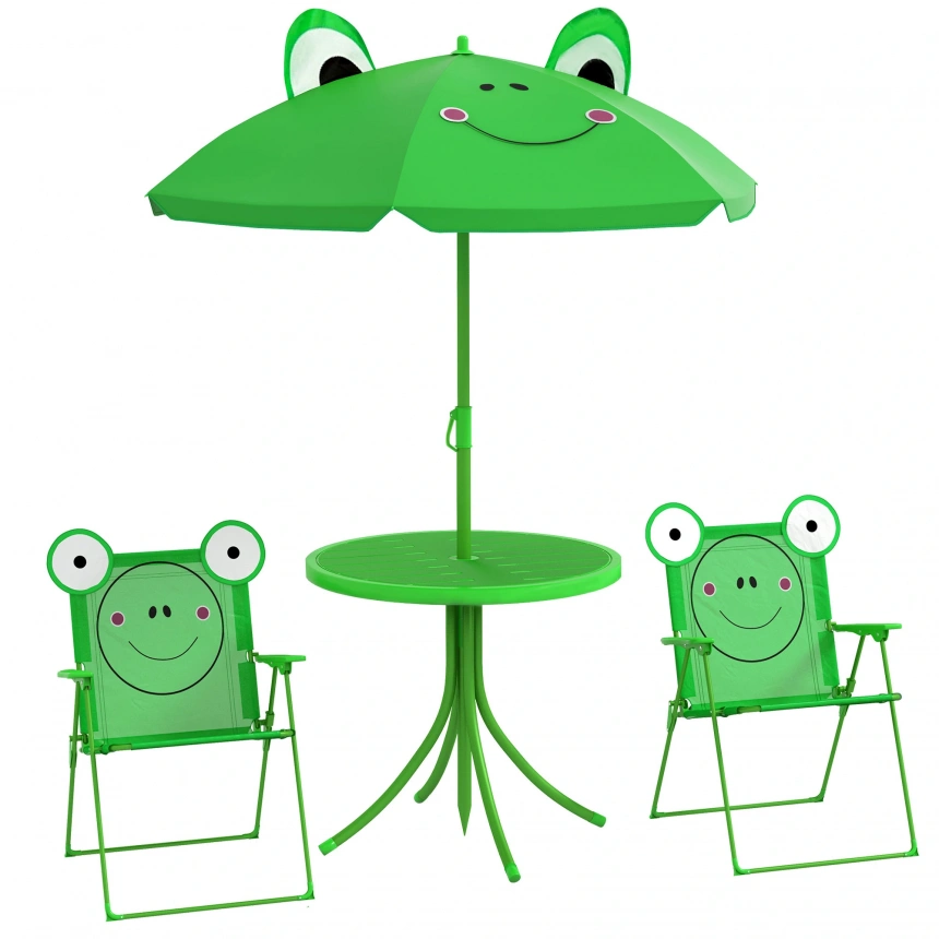 Darphe Folding Kids Table and Chair Set for Garden, Backyard, Green
