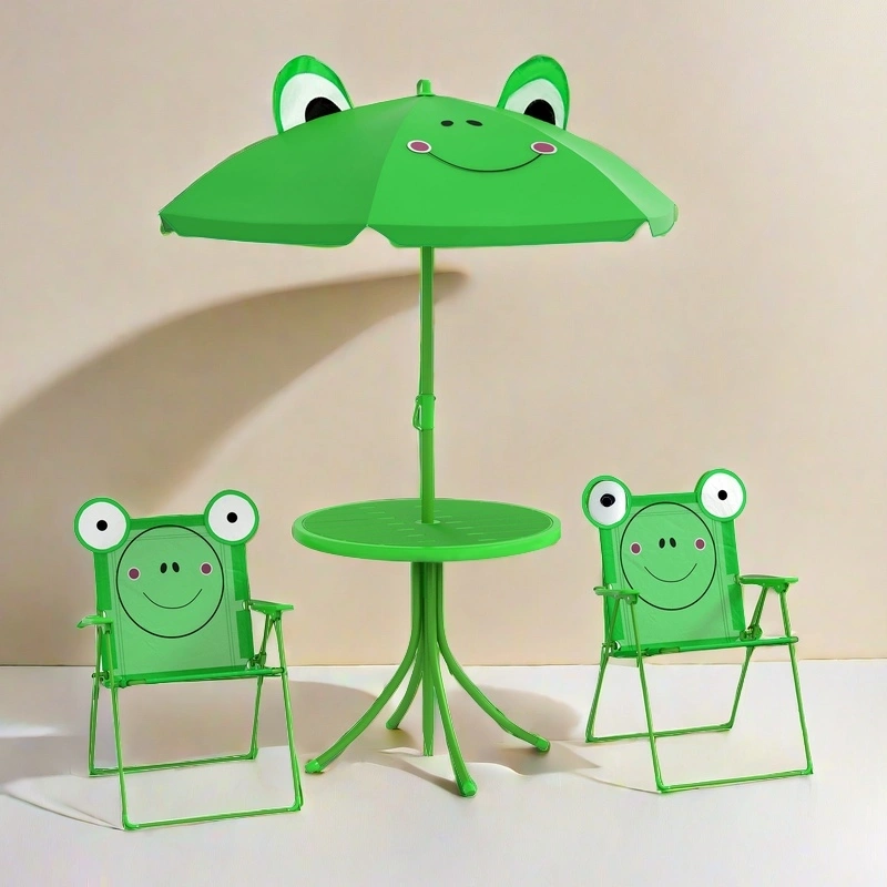 Darphe Folding Kids Table and Chair Set for Garden, Backyard, Green
