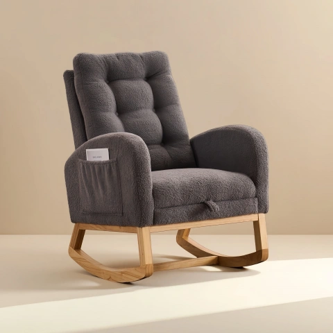 Darphe Accent rocking chair with footstool, high back rubber