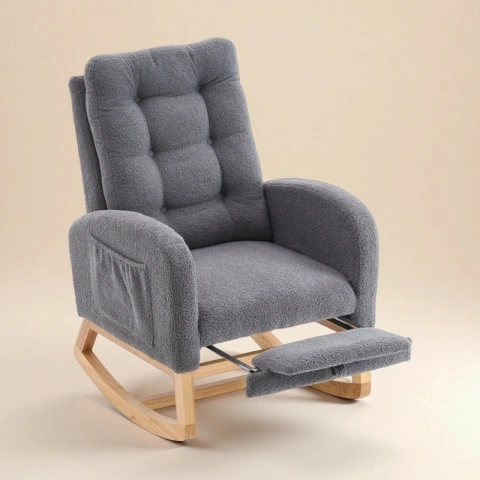 Darphe Accent rocking chair with footstool, high back rubber
