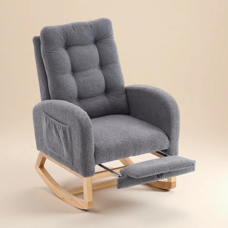 Darphe Accent rocking chair with footstool, high back rubber