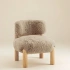 Darphe Modern Accent Chair Fur Fabric Wooden Legs Curved Backrest
