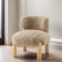 Darphe Modern Accent Chair Fur Fabric Wooden Legs Curved Backrest